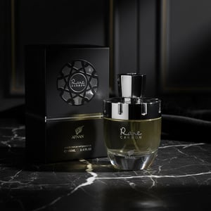 Rare Carbon Afnan perfume lelaki atas marmar hitam, gaya mewah maskulin, hadiah untuk boyfriend Malaysia