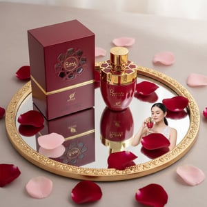 Afnan Rare Passion perfume bottle with rose petals mirror tray women fragrance Malaysia