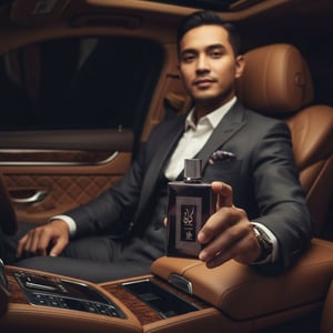 Kayaan Classic Al Wataniah in luxury car with Malay man black gold interior malaysia