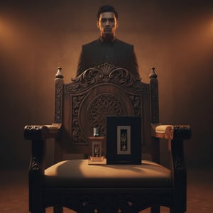Kayaan Classic on oud wood throne with Malay man royal masculine power