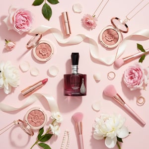 ehsas bloom flatlay makeup pink feminin wanita malaysia wangi