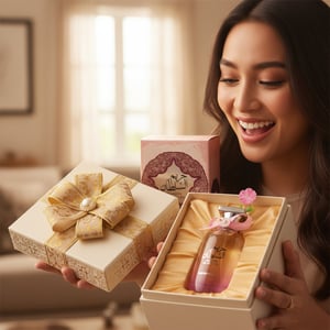 Malay woman unboxing Hareem Al Sultan perfume gift women fragrance Malaysia