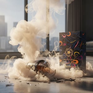 Colorful packaging box with abstract design and 'Midnight Oud' text on a white background