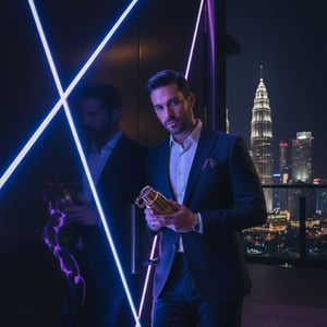 lelaki pegang aoud odyssey di kaunter kedai perfume sebelum beli malaysia