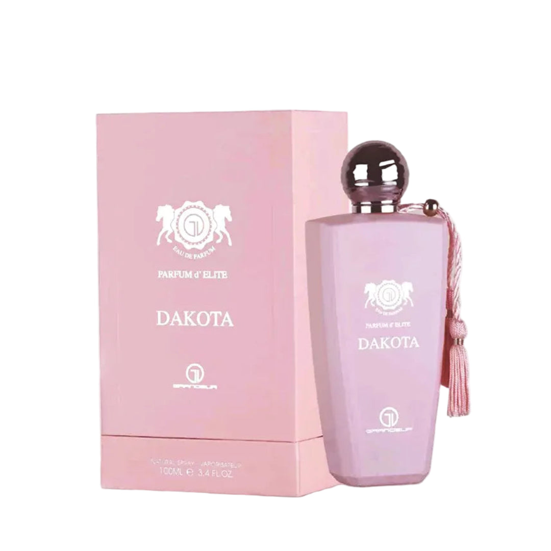 Pink perfume bottle and packaging with 'Aurel' branding on a white background
