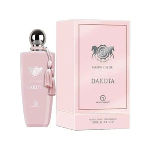 Pink Dakota perfume bottle and packaging on a white background