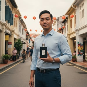 Ameer Al Arab Asdaaf with Malay man at Penang Georgetown heritage street malaysia modern