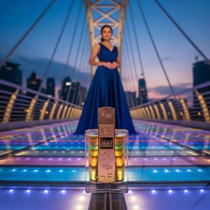 perfume Angham Lattafa di jambatan Saloma waktu malam dengan wanita Malaysia