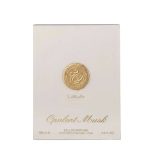 Lattaafa Opulent Musk eau de parfum packaging on a white background