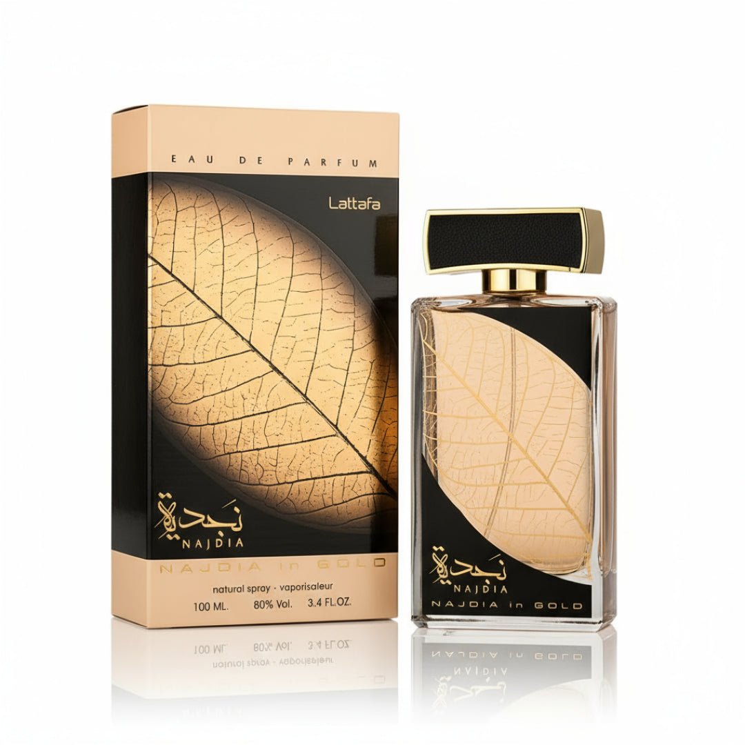 Najdia in Gold Lattafa unisex perfume aroma citrus fresh woody clean Malaysia sesuai siang