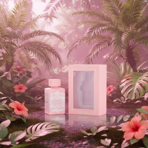 Noble Blush dalam taman tropika Malaysia dengan cahaya pink lembut