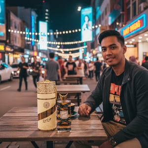 gambar Oud Mood Lattafa di Bukit Bintang street dengan model Malaysia unisex