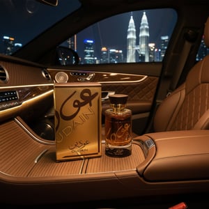 Oudain Lattafa perfume lelaki dalam kereta malam mewah Malaysia