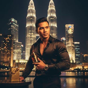 lelaki Malaysia pegang Oudain Lattafa perfume oud mewah KLCC malam