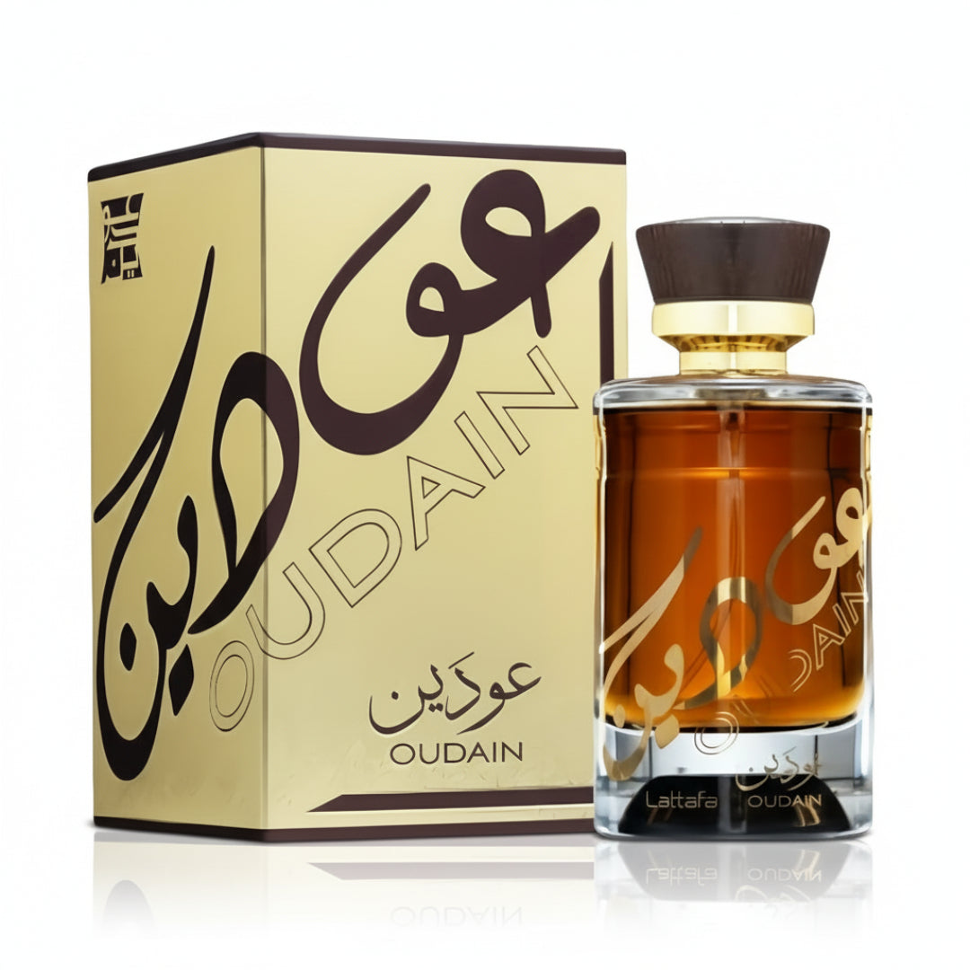 Oudain Lattafa perfume lelaki woody smoky amber long lasting Malaysia sesuai malam