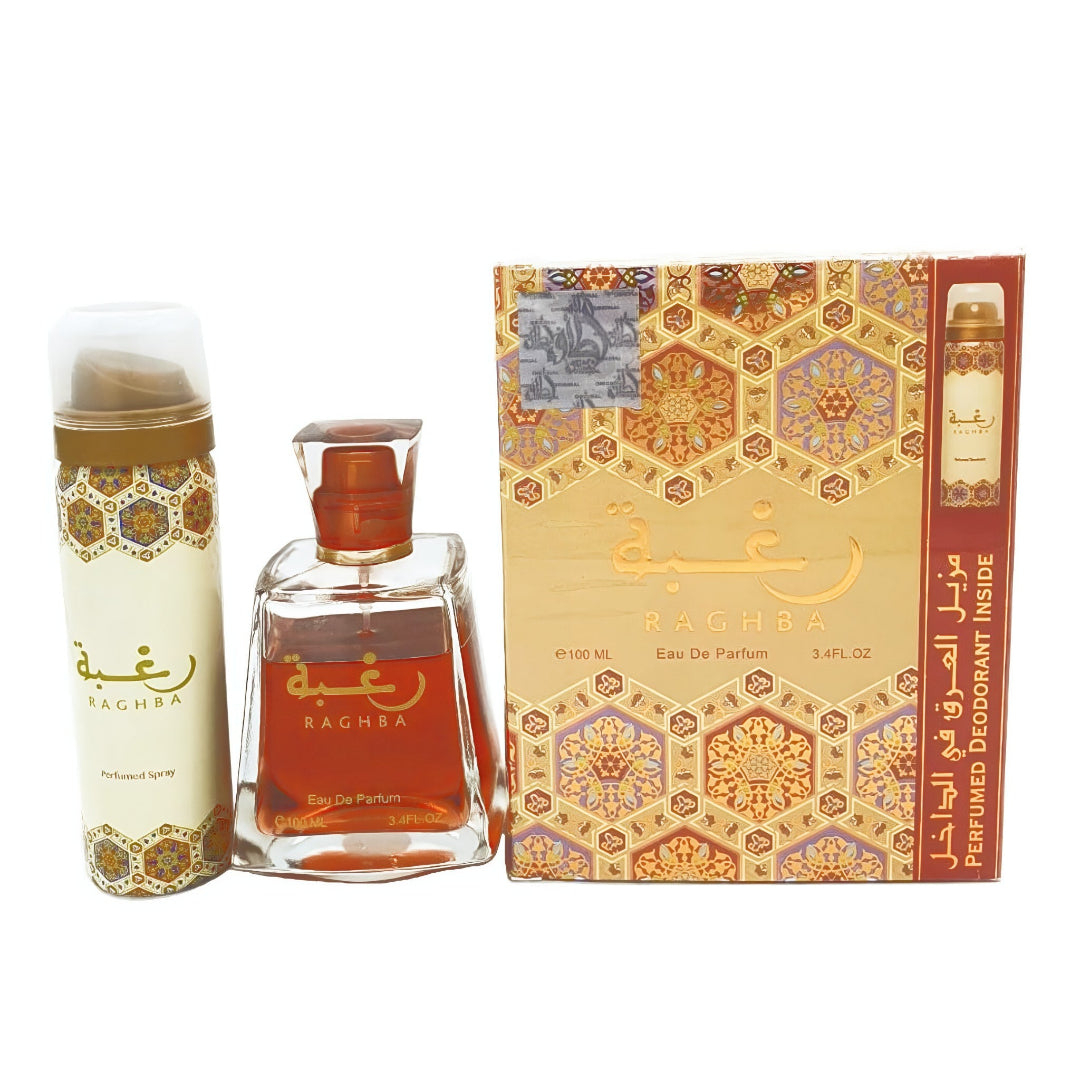 Raghba by Lattafa 100ml EDP unisex Malaysia – haruman vanilla, oud & amber mewah