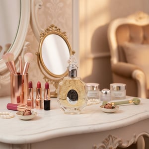 Rouat Al Musk atas meja solek wanita, vibe beauty Malaysia