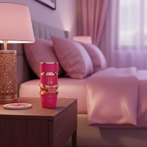 Yara Candy atas meja tepi katil, suasana romantik pink Malaysia