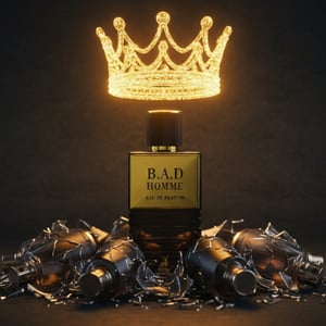 B.A.D Homme perfume bottle and packaging on a white background