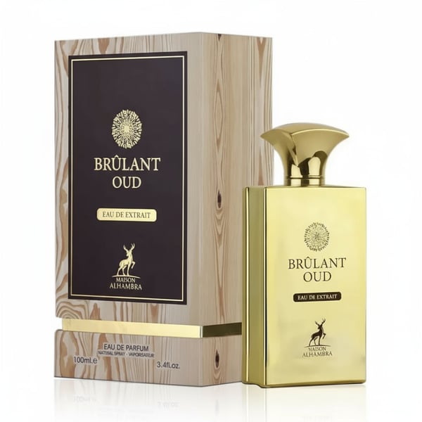 Brulant Oud Maison Alhambra perfume lelaki smoky oud warm amber Malaysia sesuai malam