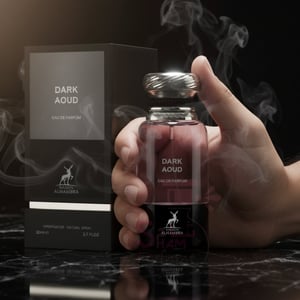 Lelaki Malaysia memegang Dark Aoud, gaya maskulin elegan