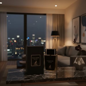 Dark Door Intense dalam apartment moden Malaysia, lighting lembut maskulin