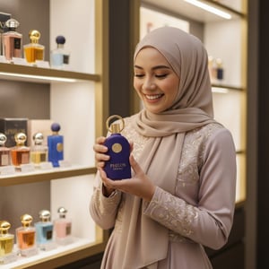 Decadent Wonder Her EDP &ndash; Blue perfume bottle with gold cap and 'Philos Centro' branding on a white and gold background