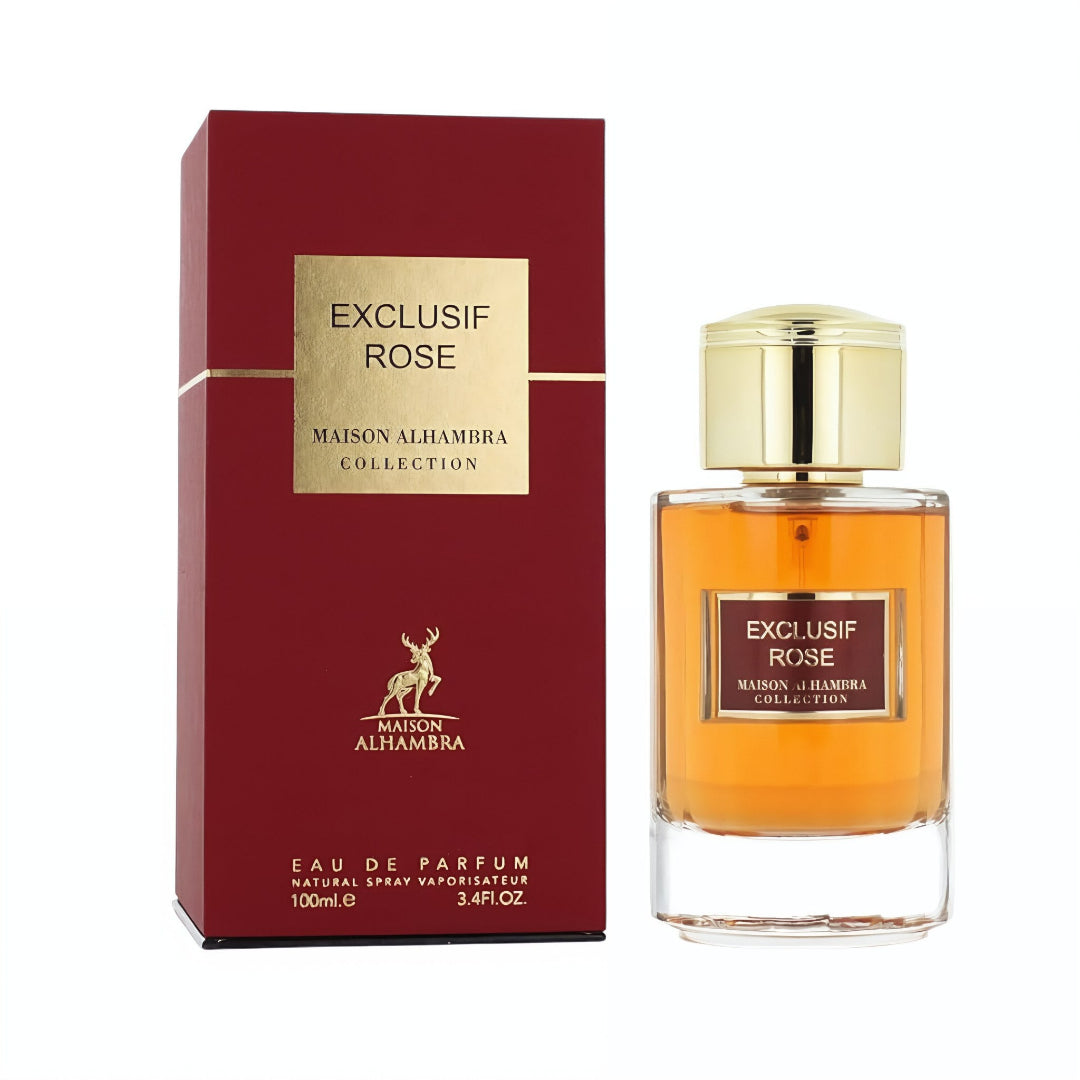 Exclusif Rose perfume bottle and packaging on a white background