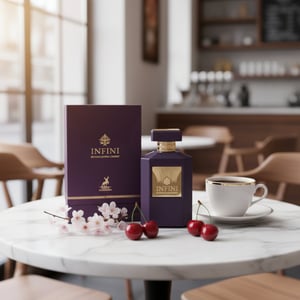Infini Intoxicating Cherry di meja kafe &ndash; perfume sweet wanita Malaysia