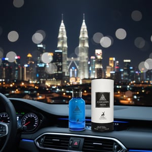 Box dan botol Jean Lowe Azure fragrance unisex fresh blue vibe moden Malaysia