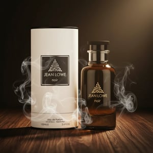 Jean Lowe Noir atas kayu gelap dengan asap lembut