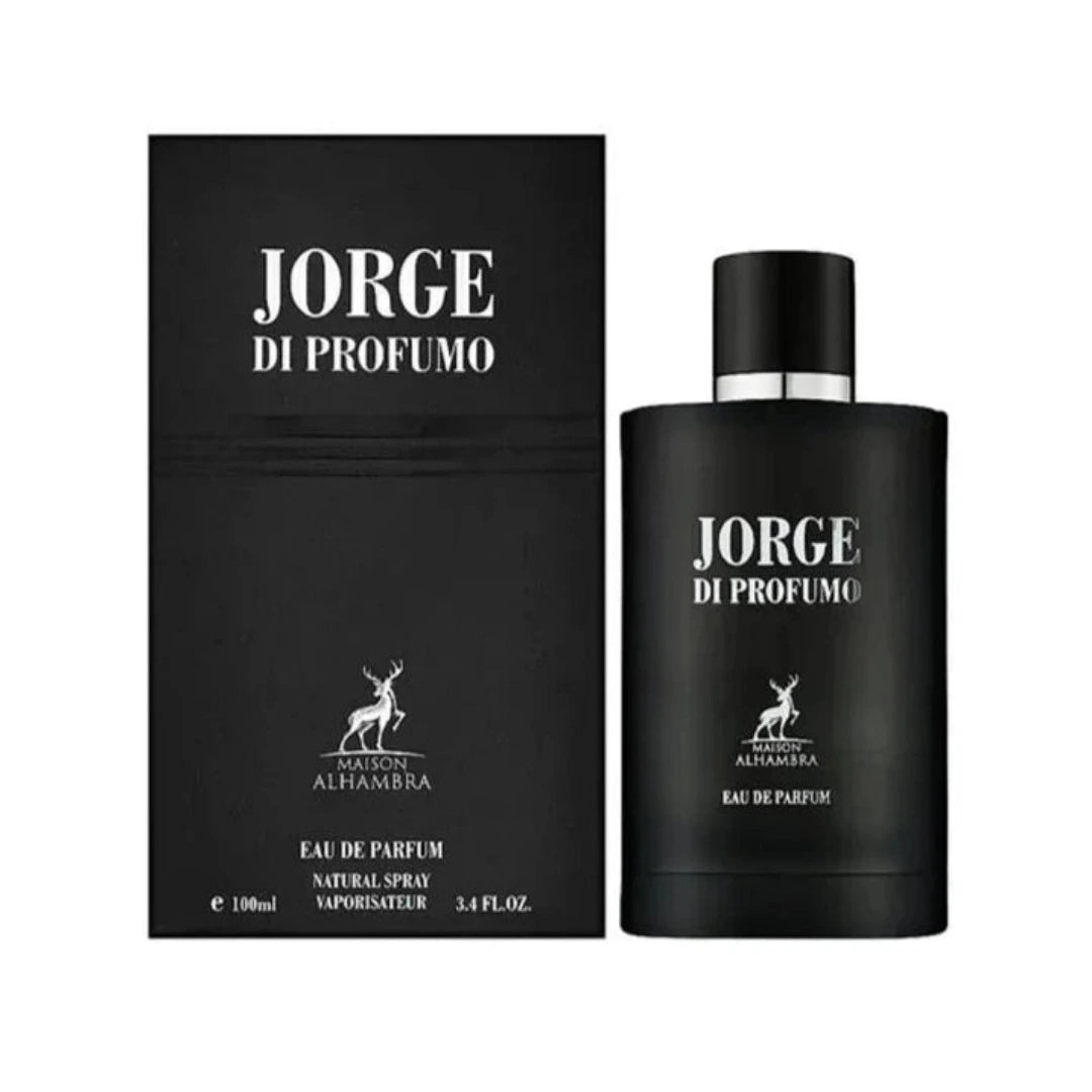 Jorge di Profumo perfume bottle and packaging on a white background