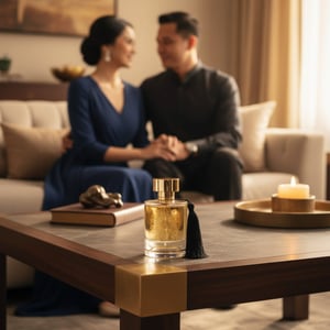 karat pasangan melayu ruang tamu lampu emas