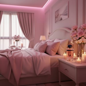 La Voie di bilik tidur dengan cahaya pink &ndash; perfume romantik Malaysia