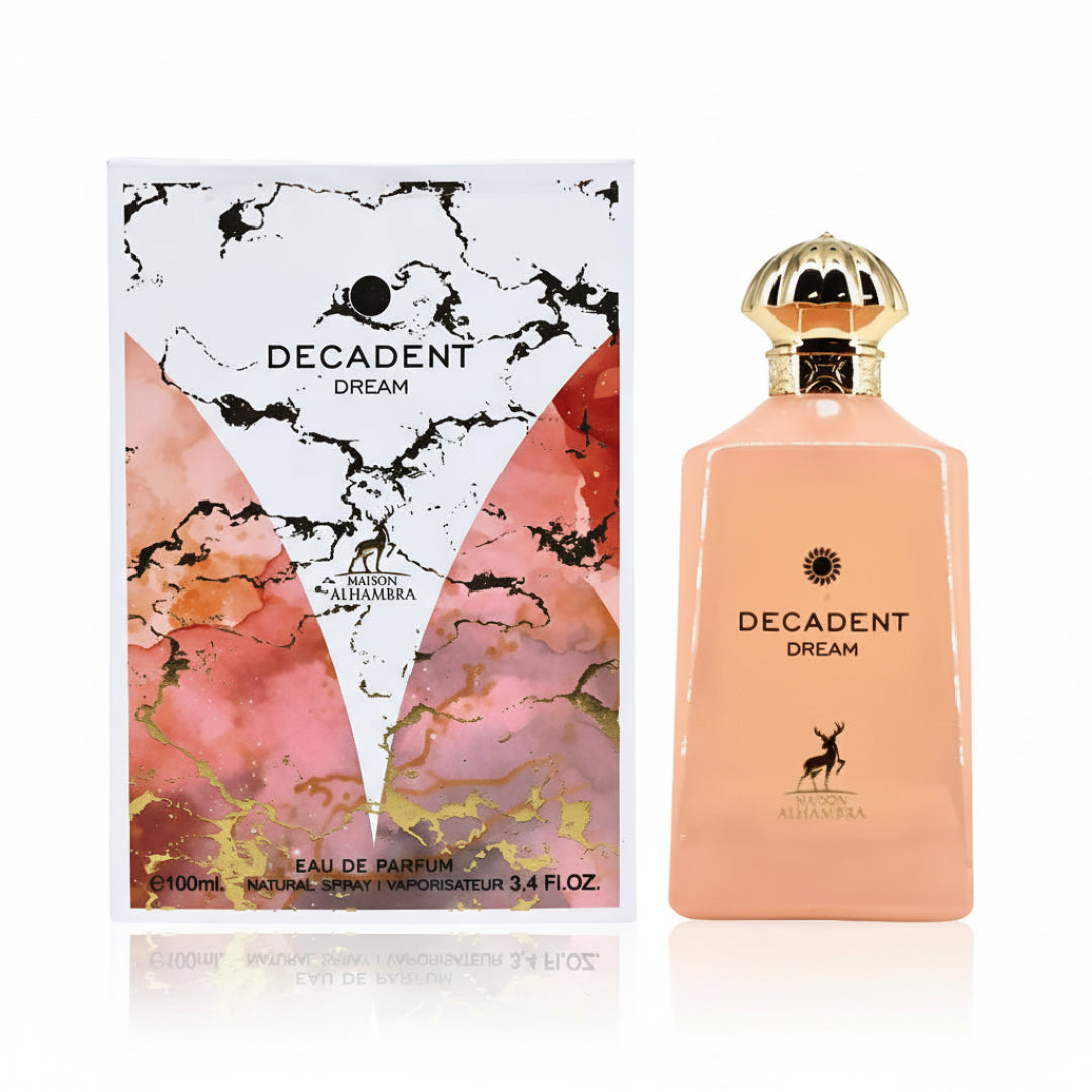Decadent Dream perfume bottle and packaging on a white background