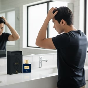 Malay man grooming with Spectrum Maison Alhambra men perfume Malaysia