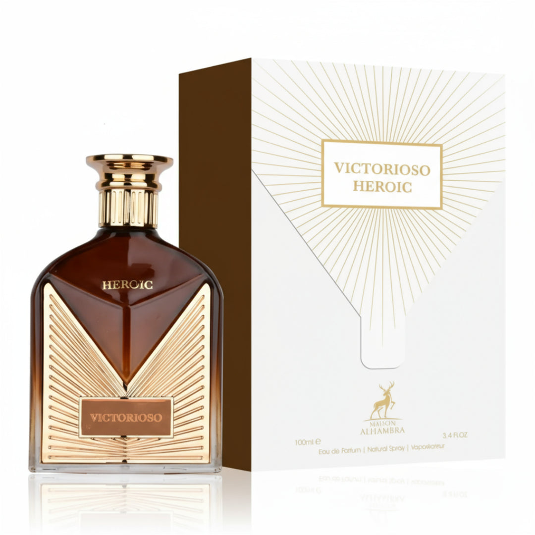 Victorioso Heroic Maison Alhambra perfume lelaki woody amber spicy tahan lama Malaysia sesuai malam