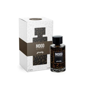 Perfume bottle and packaging with 'Mood' branding on a white background