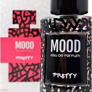 Mood eau de parfum bottle with packaging on a white background