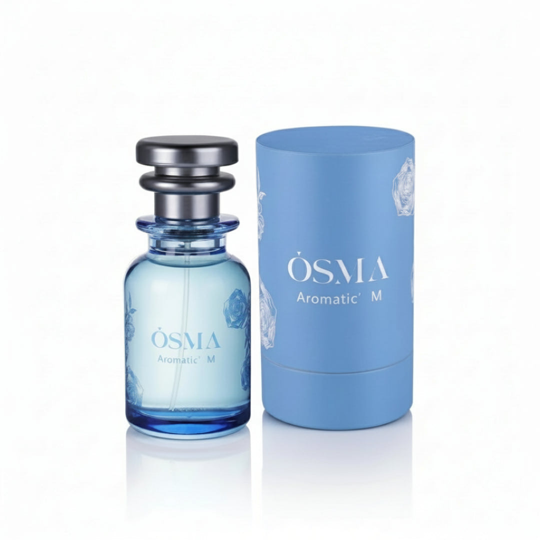 OSMA Aromatic M perfume bottle and packaging on a light gray background