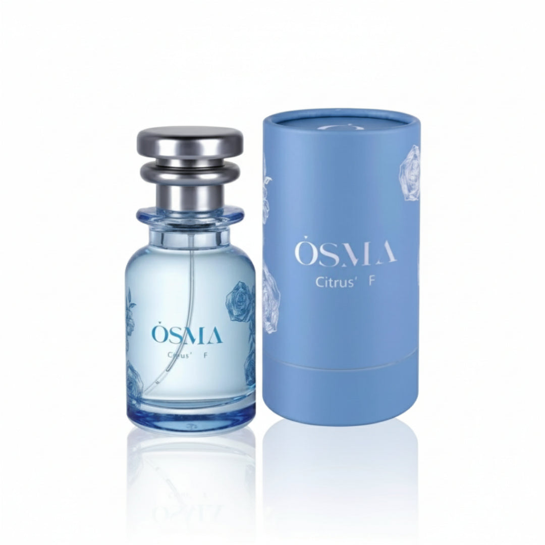 OSMA Citrus F perfume bottle and packaging on a light gray background