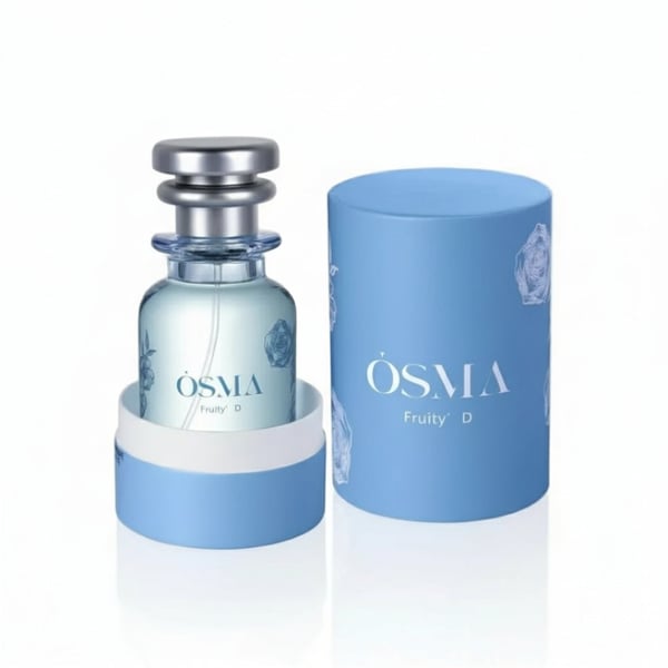 OSMA Fruity D perfume bottle and packaging on a light gray background