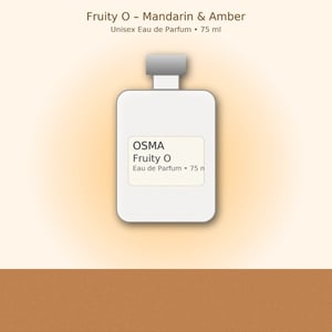 OSMA Fruity O Eau de Parfum bottle on a gradient background