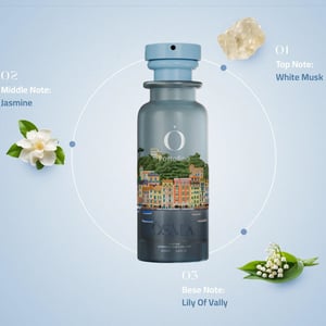 Bottle with decorative elements on a light blue background