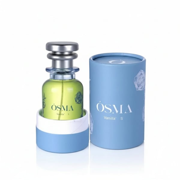 OSMA vanilla-s perfume bottle with packaging on a white background