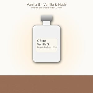 OSMA Vanilla S Eau de Parfum bottle on a beige background