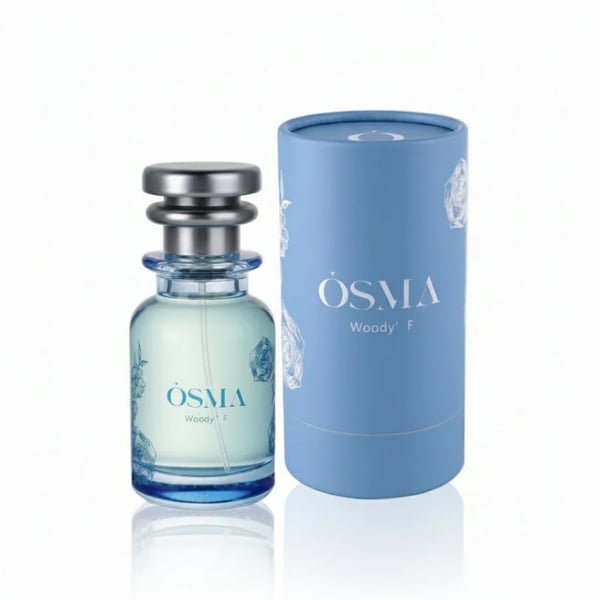 OSMA Woody perfume bottle and packaging on a white background
