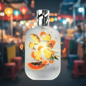 Pendára One perfume bottle with cityscape in the background