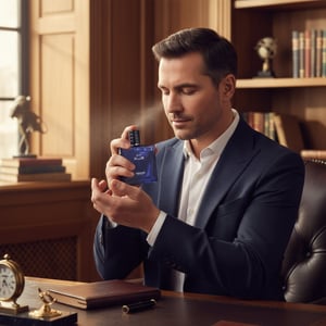 Perfume bottle and packaging with a white background