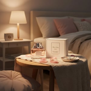 Miss Dona di meja tepi katil, suasana cozy sweet